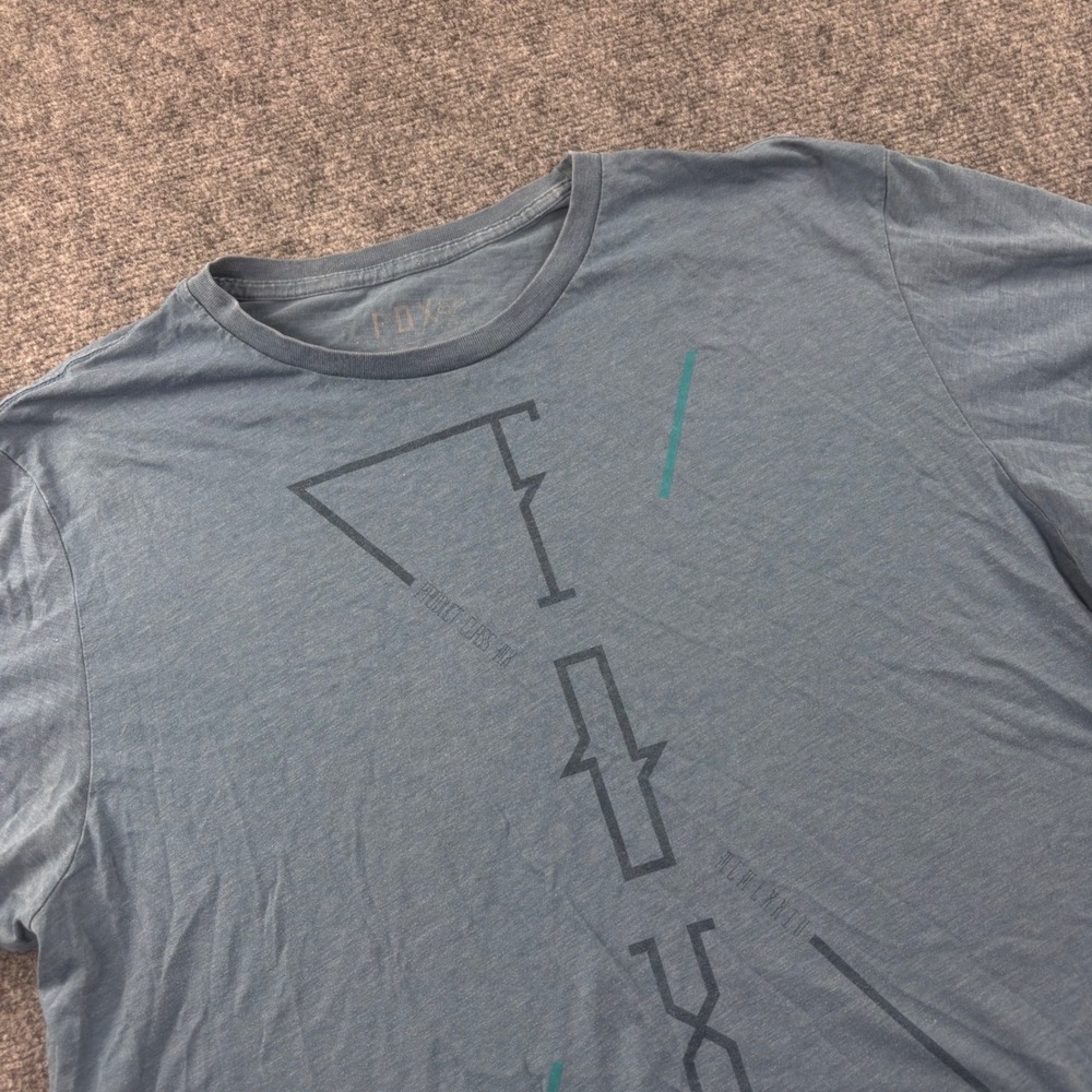 Fox Racing Graphic Tee XL Blue Heathered Geometric Logo‎ Mens T-Shirt